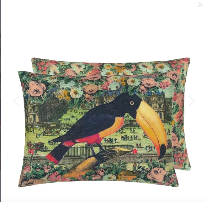 John Derian Pillow - 24x18 - Toucan Floral Sepia